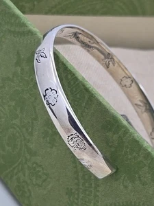 Gucci  Cuff Bracelet  Blind For Love  Sureco , Size 6.5 , Sterling Silver ,New  - Picture 1 of 11