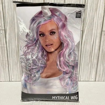 Peluca Criatura Mítica Rosa Azul Púrpura Disfraz Halloween Vestir Unicornio Foto 1 de 2