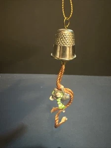 Ornament; Thimble Bell With Mouse Hanging Underneath - Picture 1 of 3