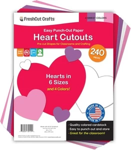 FreshCut Crafts 240 Piezas Recortes de Papel Corazón, Tarjeta Dulce Hecha en Estados Unidos de 2 Caras - Imagen 1 de 9