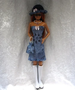 "Conjunto de ropa para muñecas de moda de gran tamaño de 18"" #17 vestido, collar, cartera y sombrero" - Imagen 1 de 3