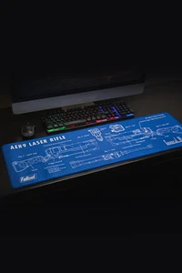 Fallout AER9 Laser Rifle Schematics Oversized Deskmat Mouse Pad Mat - Picture 1 of 9