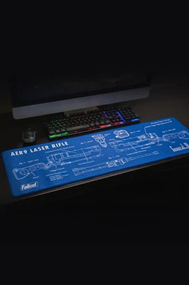 Fallout AER9 Laser Rifle Schematics Oversized Deskmat Mouse Pad Mat - Image 1 of 4