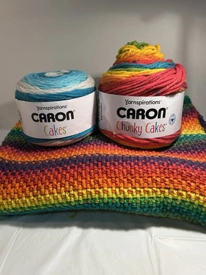 Hilo de pasteles gruesos de caron de hilo y tiro de ganchillo 51x37”, gelatina arco iris Foto 1 de 4