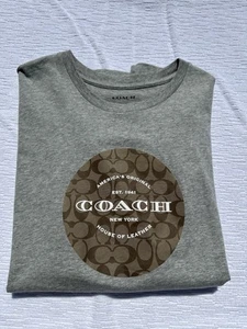 Coach Shirt Mens L Gray Signature Print Logo House Of Leather New York Designer - Picture 1 of 5