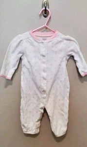 Baby's Sleep And Play Outfit, Carter's, White W/Pink Polka Dots, 6mos - Picture 1 of 4