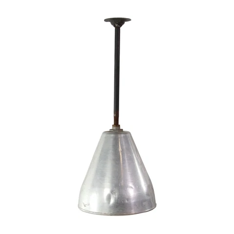 1960s Industrial Prism Glass Cast Iron Pole Pendant Light Cover