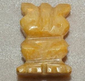 Kleine dekorative Maya Azteken Tiki gelbgoldfarben Stein Mineral Figur Statue - Bild 1 von 11