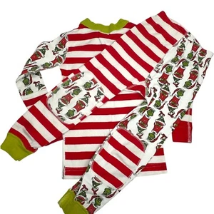 Hanna Andersson Christmas Grinch Organic Long John Pajamas size 100 (US 4) - Picture 1 of 6