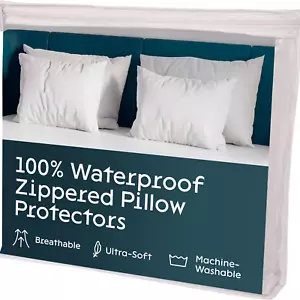 Paquete de 2 protectores de almohada impermeables Niagara estándar 20X26 pulgadas cremallera lisa - Imagen 1 de 12