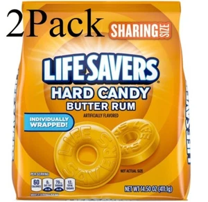 2 (pack) Life Savers Butter Rum Hard Candy Individually Wrapped, Sharing Size - Picture 1 of 11