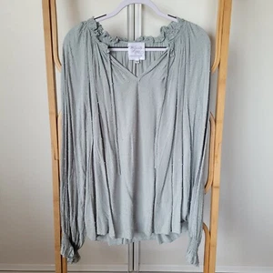 Wisteria Lane Size 16 Long Sleeve Top Blouse Shirt Viscose Sage Green Dobby Spot - Picture 1 of 5