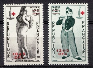 1963 France-Reunion Sc# B18-19 Red Cross Semi-postal. Manet / D'Angers Cv$6 - Picture 1 of 1