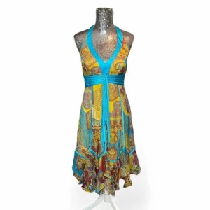 Vintage Sue Wong Y2K Fairy Silk Babydoll Handkerchief Dress Women 6 Boho Artsy - Picture 1 of 6