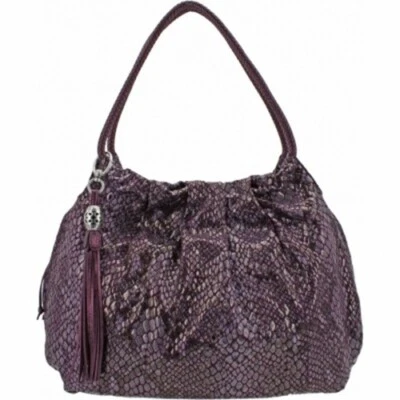 NWTag BRIGHTON NOLITA Purple Python Snake Leather Shoulder Bag Hobo MSRP $330 - Image 1 of 4