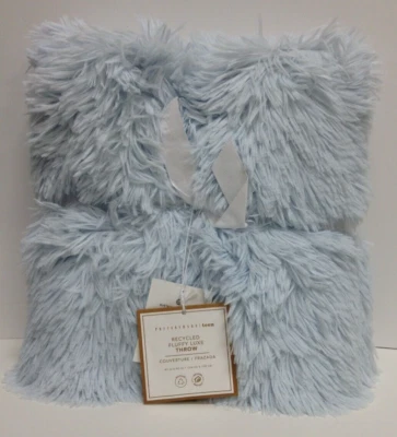 Pottery Barn Teen Recycled Fluffy Luxe Throw bed blanket 45 x 60 light Baby Blue - Image 1 of 4