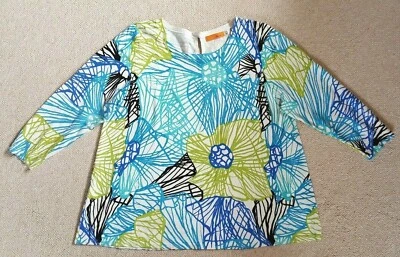 Suéter Mujer-ONE A-blanco roto/verde/azul estampado rayón elástico po 3/4 slv-XXL Foto 1 de 4