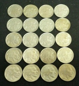 1/2 ROLL (20) BU 1934-1938-D BUFFALO NICKELS. REDUCED 12/6/24 (9313) - Picture 1 of 2