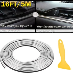 Silver 5M Car Interior Door Gap Edge Line Insert Molding Trim Decor Strip + Tool - Picture 1 of 9
