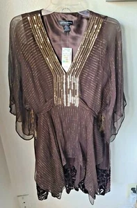 Spenser Jeremy Size Brown Silk Blend Dress Size 8 / Large 2 Piece Lined - NWT - Picture 1 of 10