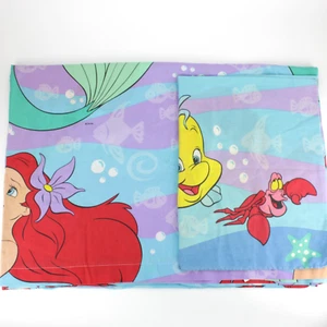 Vintage Disney The Little Mermaid Ariel Twin Flat Sheet Pillow Case Bedding Kids - Picture 1 of 12