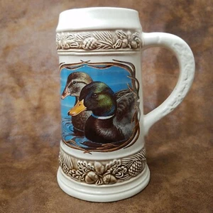 Vintage German Ceramic Beer Stein Pair of Ducks Pinecone Acorns 7" - Picture 1 of 7