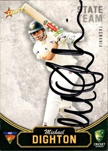 Signed 2009 2010 Tasmania Tigers Cricket Select Card - Michael Dighton - Picture 1 of 3