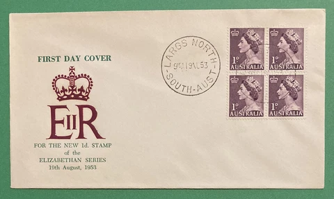 Australia First Day Cover 1953 Elizabeth II 1d Stamp Block Cover