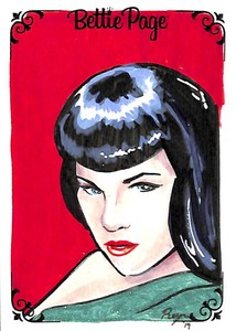 Bettie Page Dynamite 2019 Deluxe Ultra Premium Sketch Card April Reyna dh