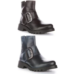 Fly London Riley991 seitliche Schnalle Leder Stiefeletten schwarz Damen Größe UK 3 - 8 - Bild 1 von 13