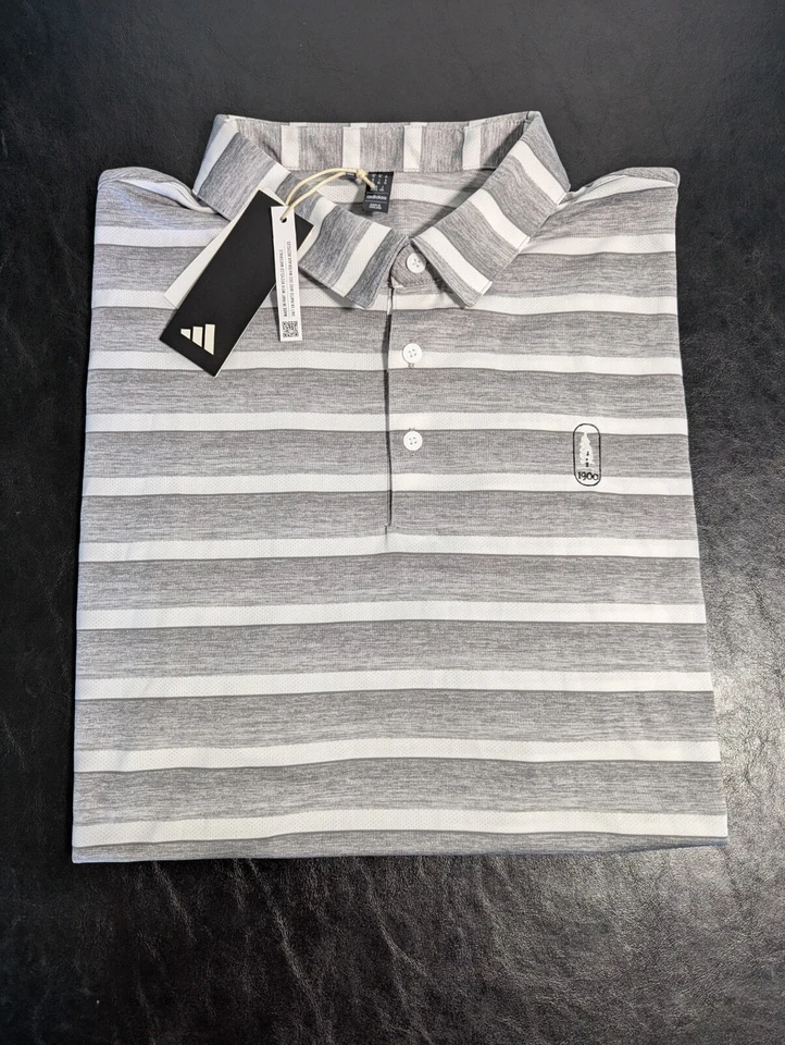 Adidas Polo Shirt 2-Color Stripe Grey/White Golf Polo Men's Size XL HR7983