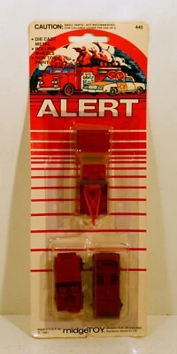 Camión de remolque rojo fundido a presión 1981 de colección paquete de 3 vehículos de alerta MidgeToy de 2,75" Foto 1 de 2