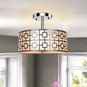 Modern Ceiling Light LED Chandelier Industrial Flush-Mount Lighting Fixture - Picture 1 of 24