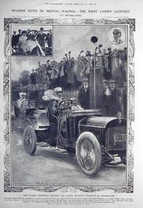 WOMEN IN MOTOR RACING; MURIEL THOMPSON WINNING 1st Ladies Contest 1908 Original - Picture 1 of 1