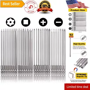 Versatile 30-Piece Magnetic Screwdriver Bit Set for Power Tools - 1/4 Inch Hex - Picture 1 of 9