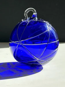 Cobalt Blue Hand Blown Art Glass Christmas Ornament Romania Party lite - Picture 1 of 16