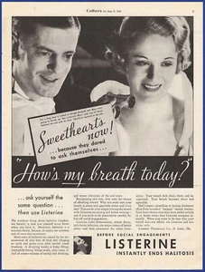 Anuncio impreso de colección 1933 LISTERINE enjuague bucal antiséptico higiene dental higiene oral década de 1930 - Imagen 1 de 1