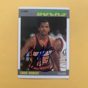Fleer #52 firmado por Craig Hodges 1987-88, Milwaukee Bucks, autografiado - Imagen 1 de 4