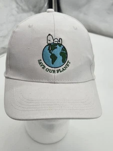 Neu mit Etikett Snoopy Peanuts Save Our Planet Mütze Kappe Druckknopflasche weiß Cartoon NEU - Bild 1 von 7