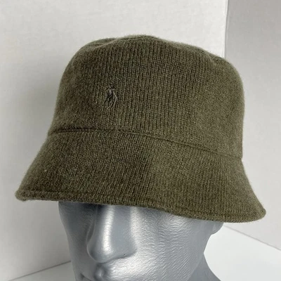 VTG Polo Ralph Lauren Wool Bucket Hat Olive Green Embroidered Logo Rare 90s Y2K - Image 1 of 4