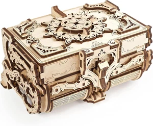 Kit Di Puzzle in Legno 3D - Scatola Antica Puzzle Meccanico per Adulti E Bambini - Foto 1 di 12