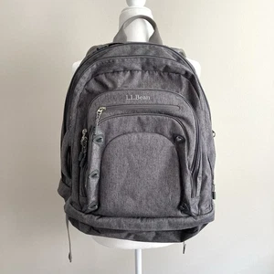 LL Bean Gray Large Backpack Laptop Travel Bag Pockets Shoe Compartment - Picture 1 of 11