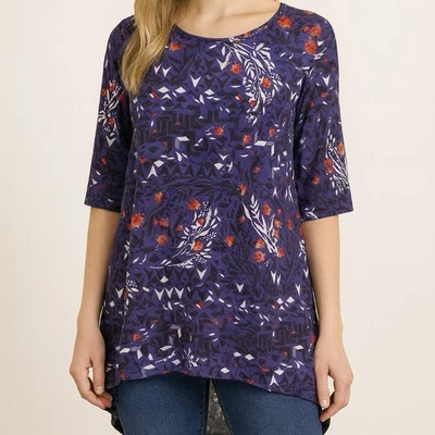 Túnica LuLaRoe Irma Talla XL Estampado Floral Geométrico Alto Bajo Elástico Top Foto 1 de 4