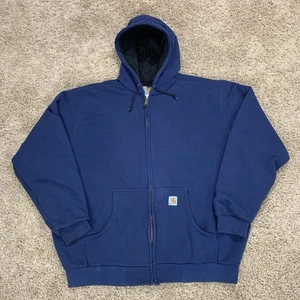 Sudadera con Capucha Azul Cremallera Completa Pesada Forrada Térmica Carhartt Años 2000 Gruesa De Colección Talla 2XL - Imagen 1 de 15