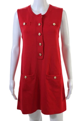 Vestido recto Zara para mujer sin mangas con botones rojo talla M Foto 1 de 4