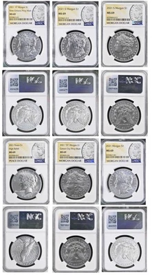 2021 6-Coin Set Morgan Peace Silver Dollar NGC MS69 BOX5 - Image 1 of 4