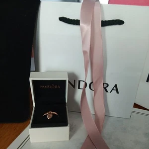 Pandora Rose Gold Heart Padlock Ring 186571 - Size 60 Genuine Ale - Picture 1 of 8