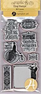 Graphic45 WORLD'S FAIR #1 Cling Stamps scrapbooking Set of (7) VINTAGE ADVENTURE - Picture 1 of 2