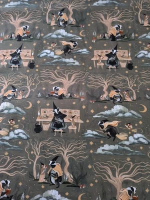 TIMELESS TREASURES Dear Stella Quilting Cotton Fabric Badgers Garden Mouse Cauldron