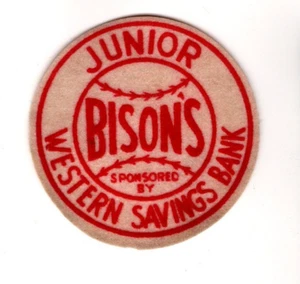 Western Savings Bank, Buffalo, New York, Vintage 1950s-60s Bisons Baseball Patch - Bild 1 von 1